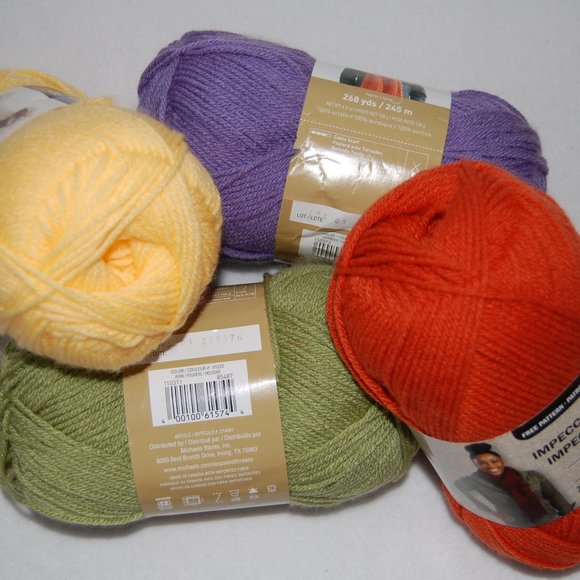 Mixed Lot of 4, 18 oz, Impeccable Yarn, #4 Worsted - Picture 1 of 8
